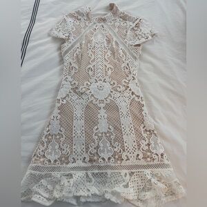 SUPERDOWN WHITE LACE MINI DRESS